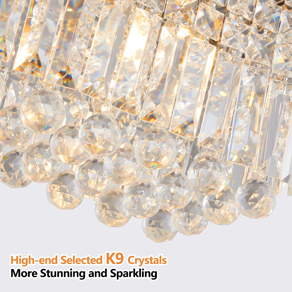 Crystal chandelier with K9 crystals on a light gray background