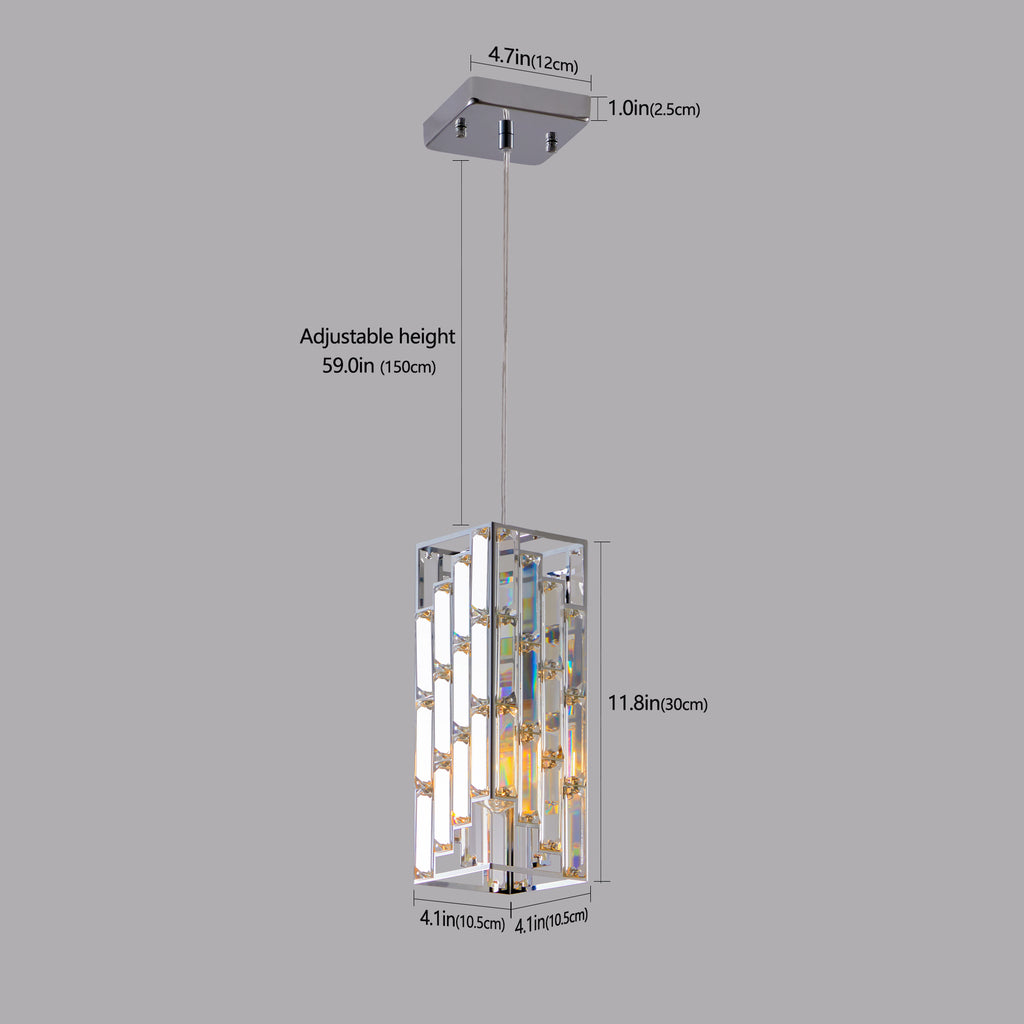 Chandelier with dimensions labeled on a gray background